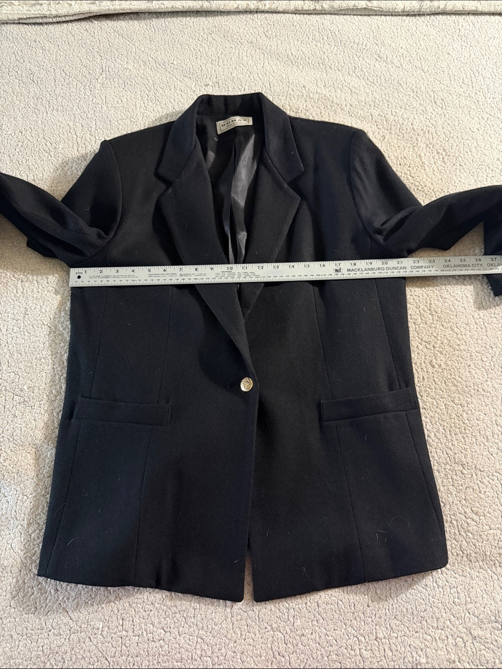 Dumas Wool Classic Black Boxy Single-Button Tailored Blazer 14/16 - Picture 5 of 7